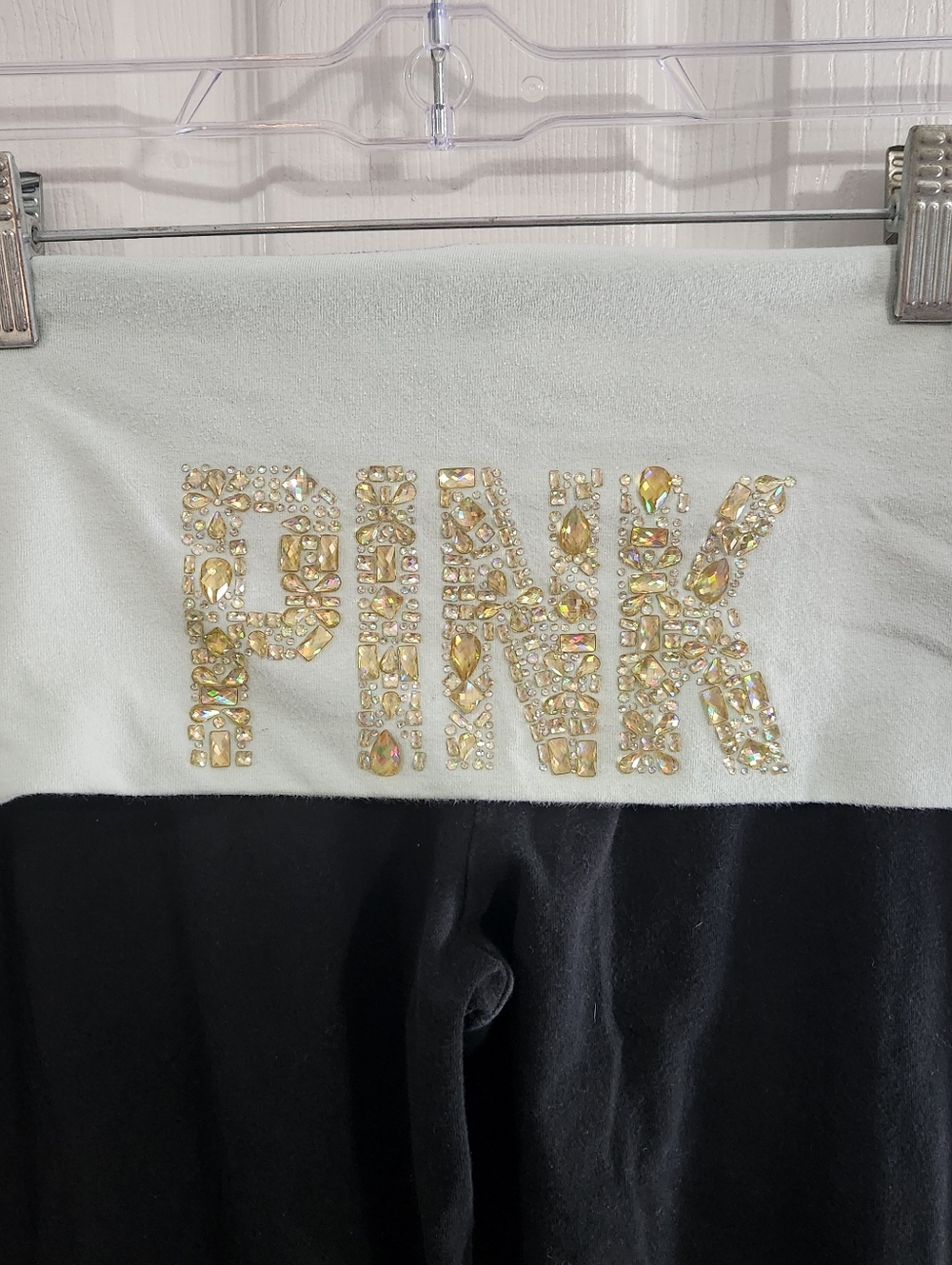 Vintage Victoria secret PINK y2k fold over yoga pants medium bling rhinestones